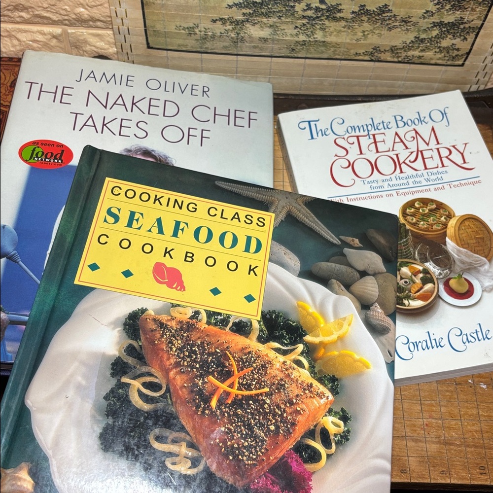 The Naked Chef Takes Off by Jamie Oliver, Steam Cookery, and Seafood Cookbooks
